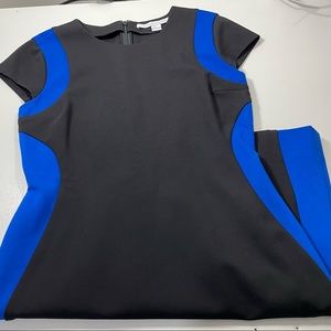 Diane Von Furstenberg Black and Blue Colorblock Dress 8